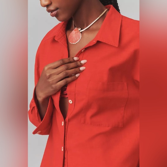 NWT Women’s Anthropologie The Bennet Buttondown Shirt by Maeve: Linen Edition - Picture 3 of 9